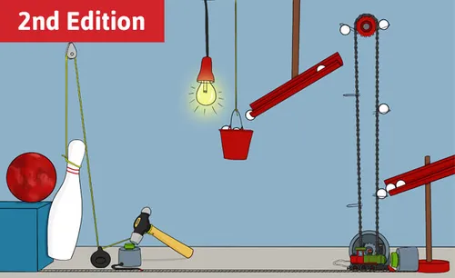 Illustration of a Rube Goldberg device.